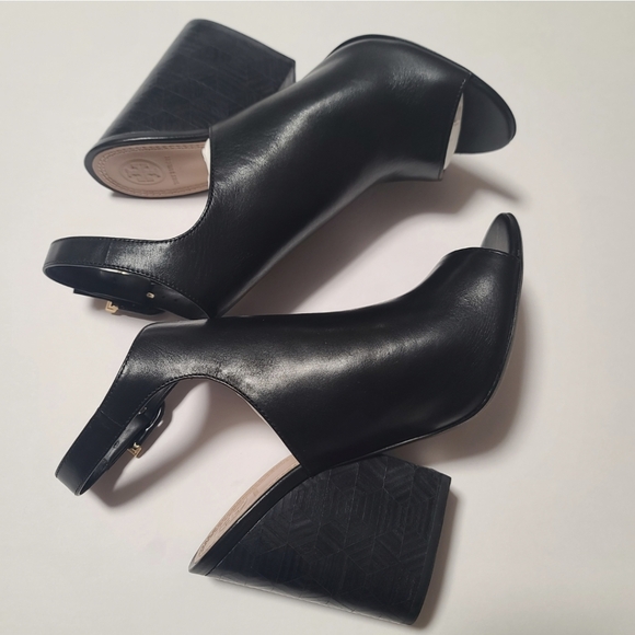 New Tory Burch Black Leather Grove Open Toe Bootie, Size 8.5M - Picture 9 of 14